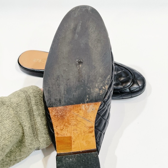 275 Central Quilted Leather Mule Loafers – Black Slip-On Slides (Style 779M) - Picture 7 of 8